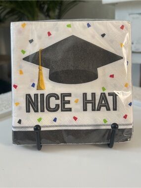 NWT! 🎓 Graduation Party NAPKINS  “Nice Hat” Black & Multicolored 16/pkg